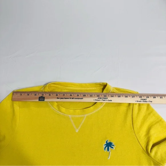 Kim Rogers Yellow Crewneck Lightweight Sweatshirt,Palm Tree Embroidered Logo, XL - Picture 9 of 11